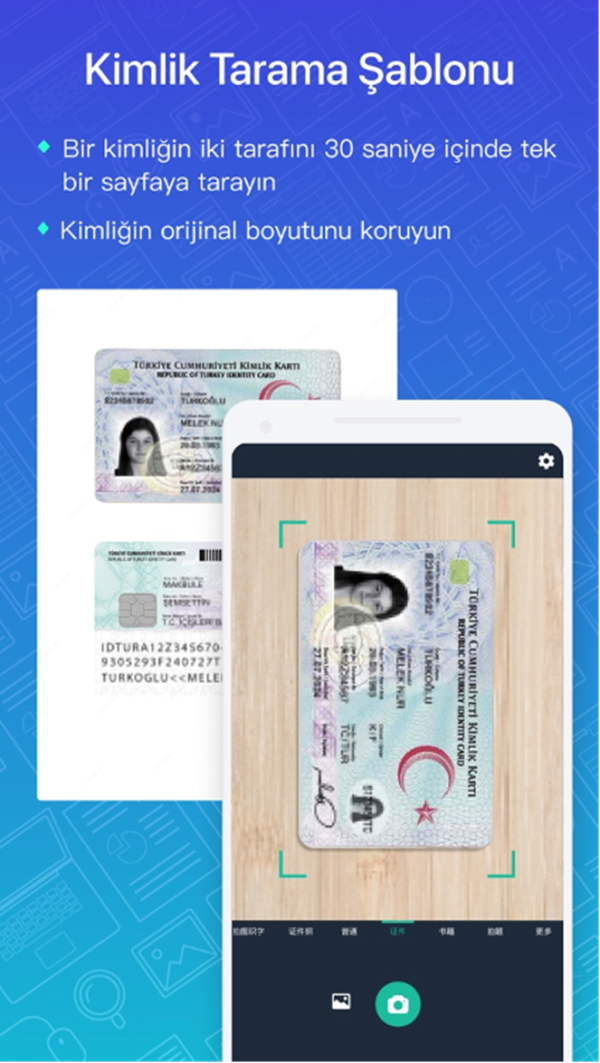 camscanner kimlik tarama