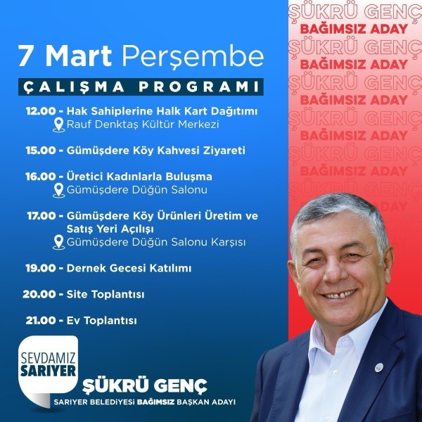 7 Mart Perşembe Çalışma Programı