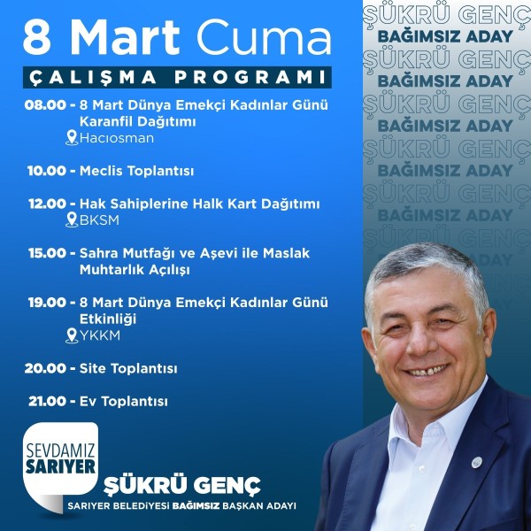8 MART CUMA ÇALIŞMA PROGRAMI